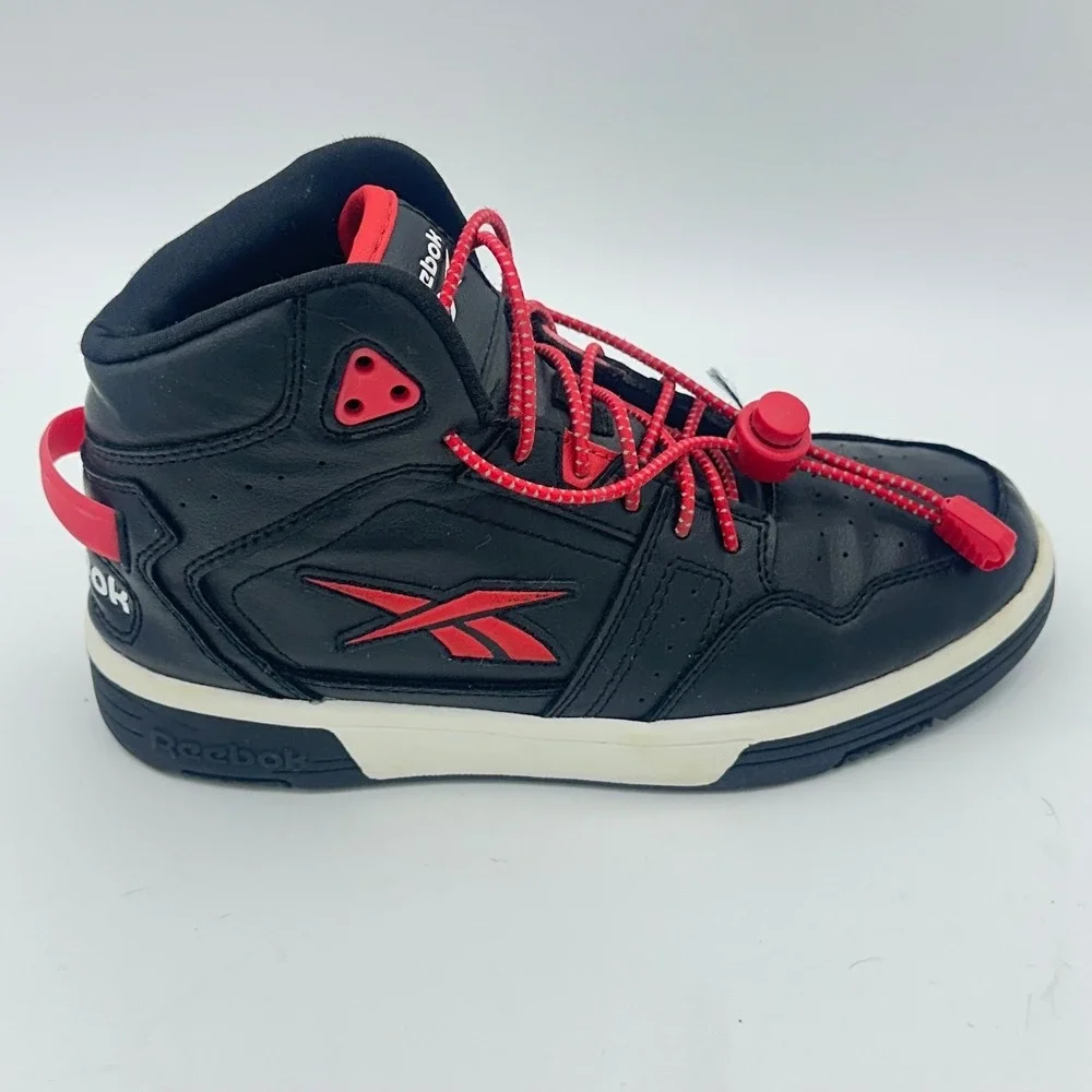 Reebok Maverick Mid‎ Kids Basketball Sneakers Black Red Boys 3K Toggle Laces
